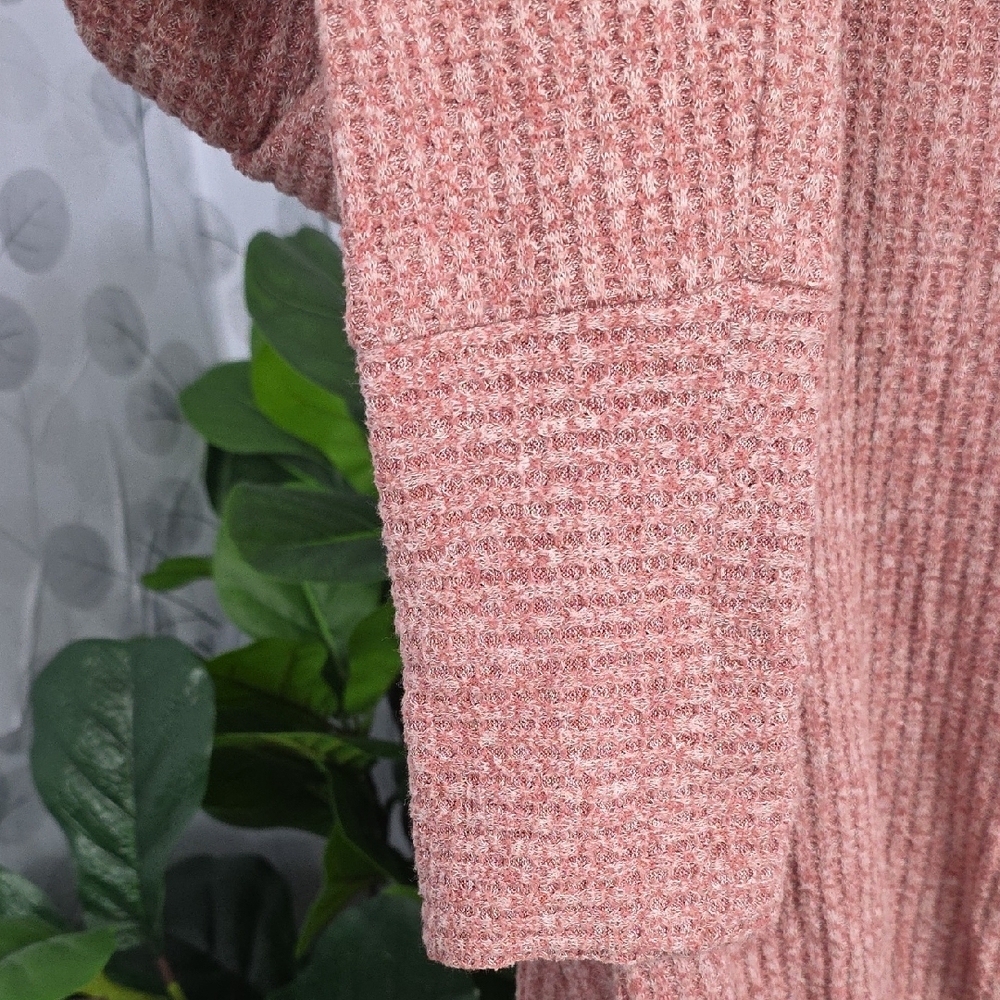 Saturday/Sunday by Anthropologie Pink Waffle Knit Cowl Neck Pullover - Picture 5 of 8